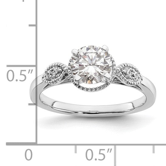 14k White Gold (Holds 1 carat (6.5mm) Round Center) 1/20 carat Diamond Semi-Mount Engagement Ring