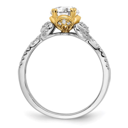 14k Two-tone Criss-Cross (Holds 1 carat (6.5mm) Round Center) 1/4 carat Diamond Semi-Mount Engagement Ring