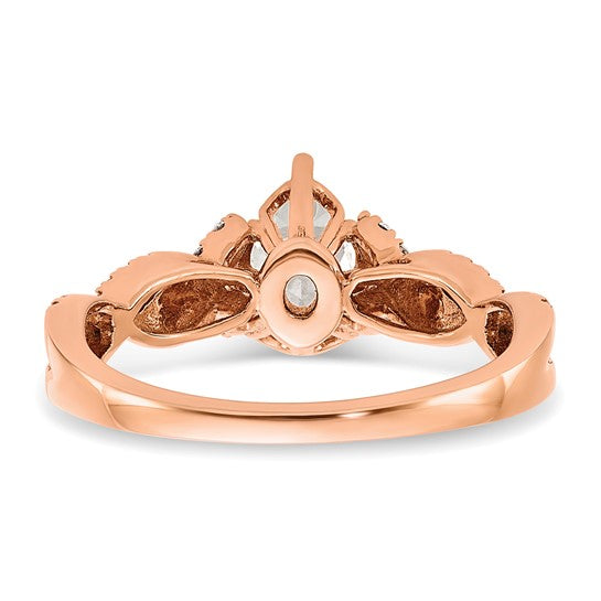 14k Rose Gold Criss-Cross (Holds 1 carat (8.00x6.1mm) Pear Center) 1/5 carat Diamond Semi-Mount Engagement Ring