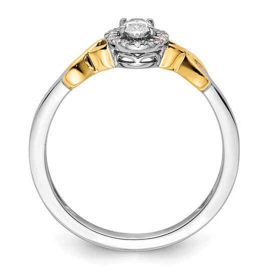 14k Two-tone Oval Complete Diamond Promise/Engagement Ring