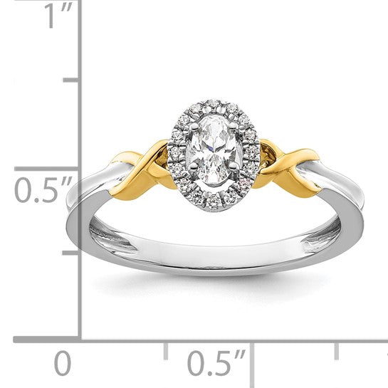 14k Two-tone Oval Complete Diamond Promise/Engagement Ring