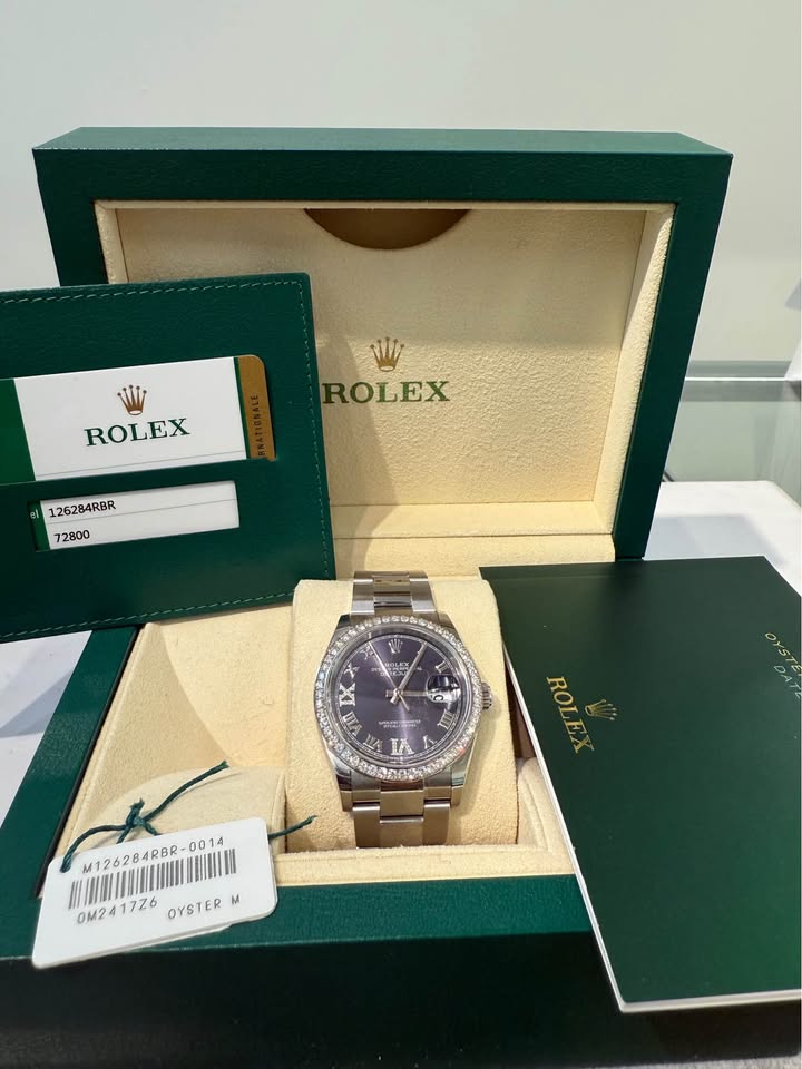 Rare Find Rolex Datejust Diamond Bezel Aubergine Diamond dial - Full Set Ref#126284RBR -2020