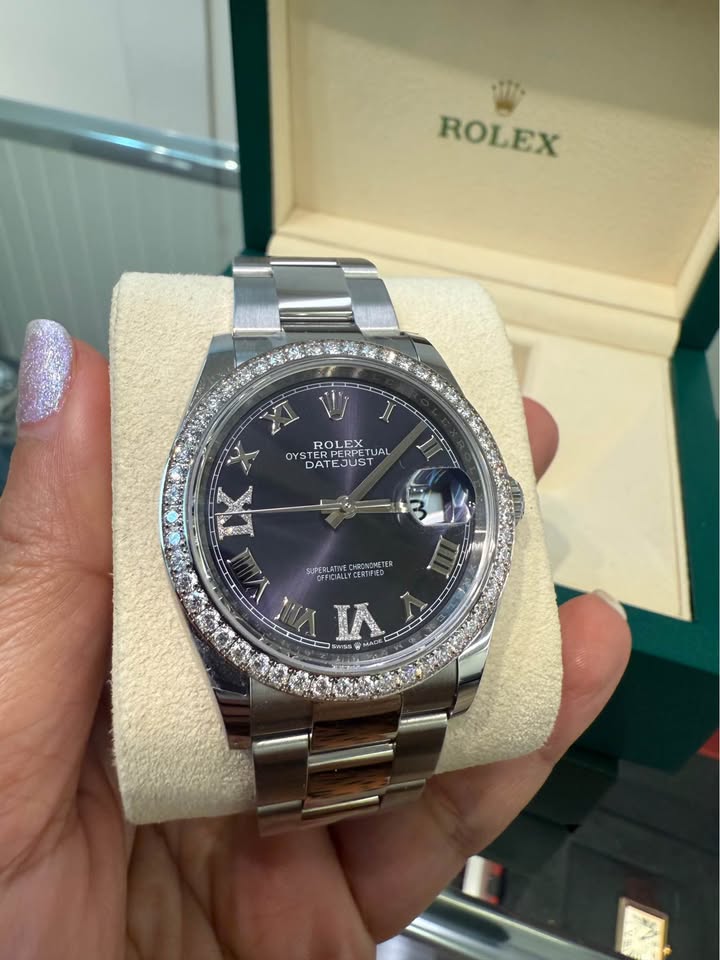 Rare Find Rolex Datejust Diamond Bezel Aubergine Diamond dial - Full Set Ref#126284RBR -2020