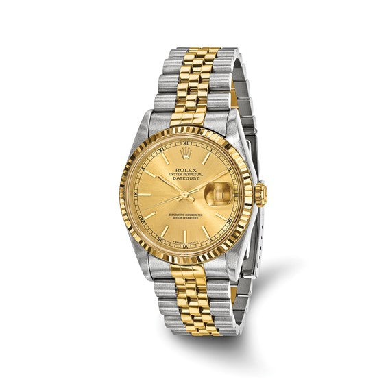 Rolex 18K Gold 36mm Jubilee Datejust Champagne Dial and Fluted Bezel Watch