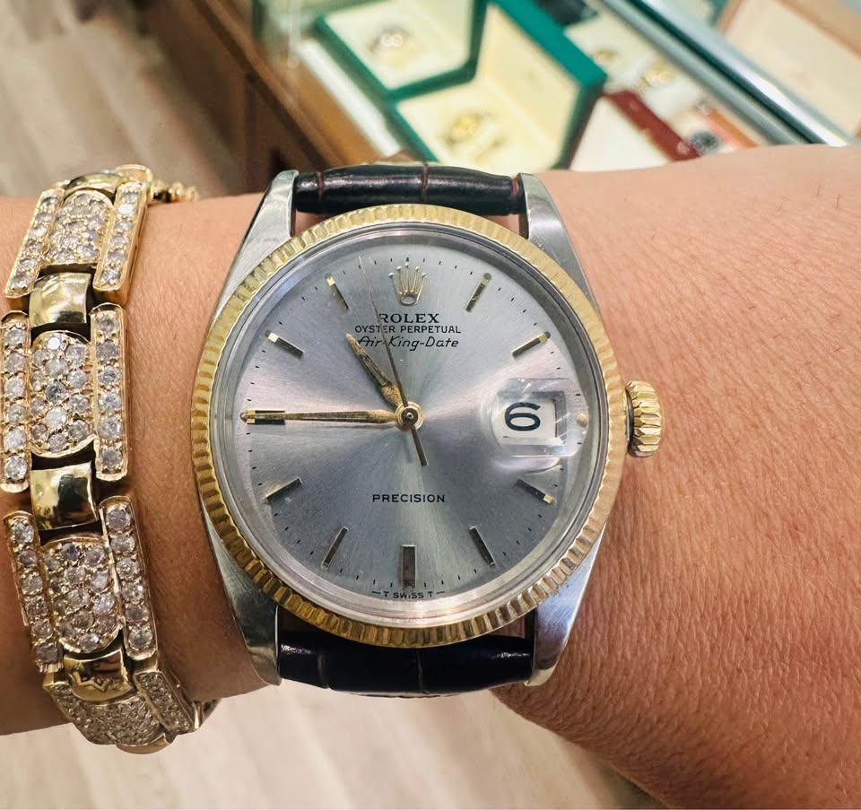 Rolex Air-King Date 5701 Silver Dial Automatic Unisex Watch 34mm