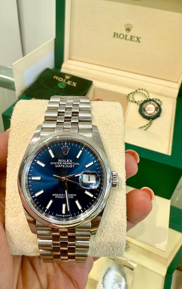 Rolex Datejust 2022 Jubilee Bracelet 36mm , Blue dial , Smooth Bezel , Full Set #126200