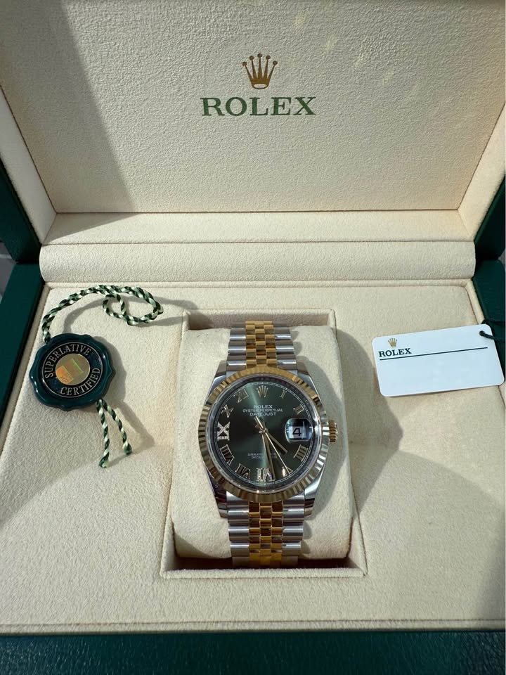 Rolex Datejust 2024 Mint Condition Jubilee Bracelet 18k Olive Green