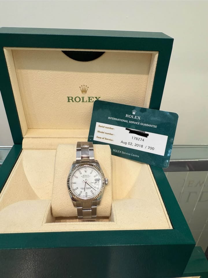 Rolex Datejust 31mm White dial , Fluted Bezel , Oyster Bracelet Ref#178274 -2011