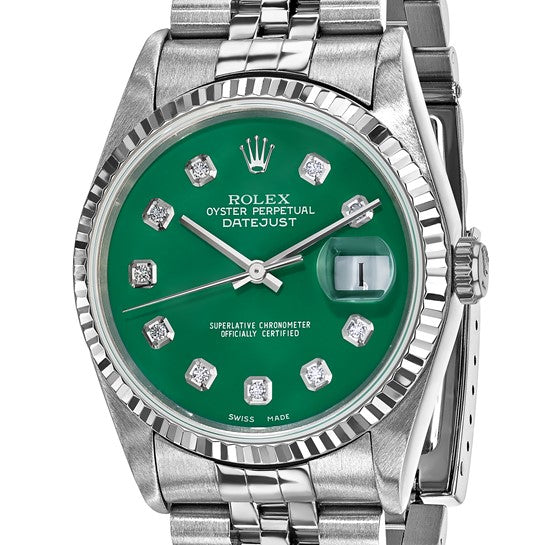 Rolex Datejust 18K 36mm Green Diamond Dial