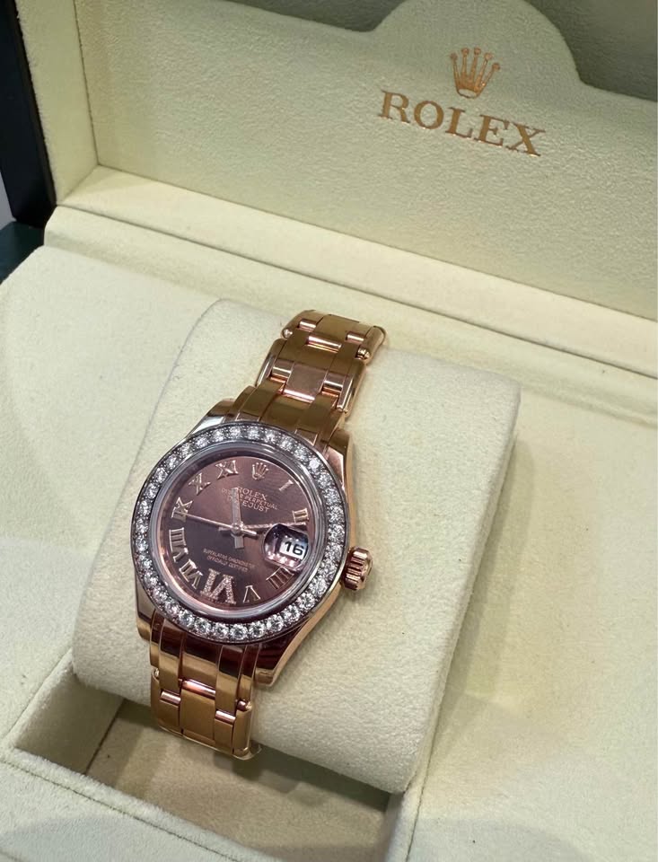 Rolex Pearlmaster 29mm 18k Rose Gold Diamond Ladies Watch 81285