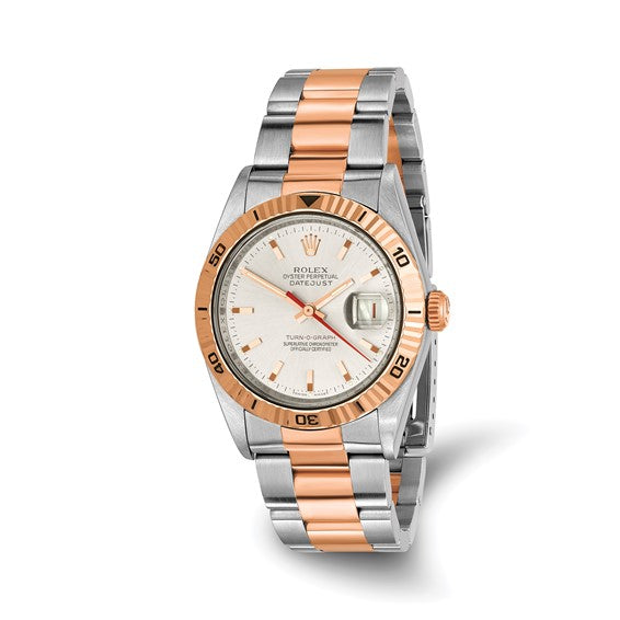 Rolex Men's Rose Gold Oyster DJ Silver Dial and 18k Turn-O-Graph Bezel Datejust