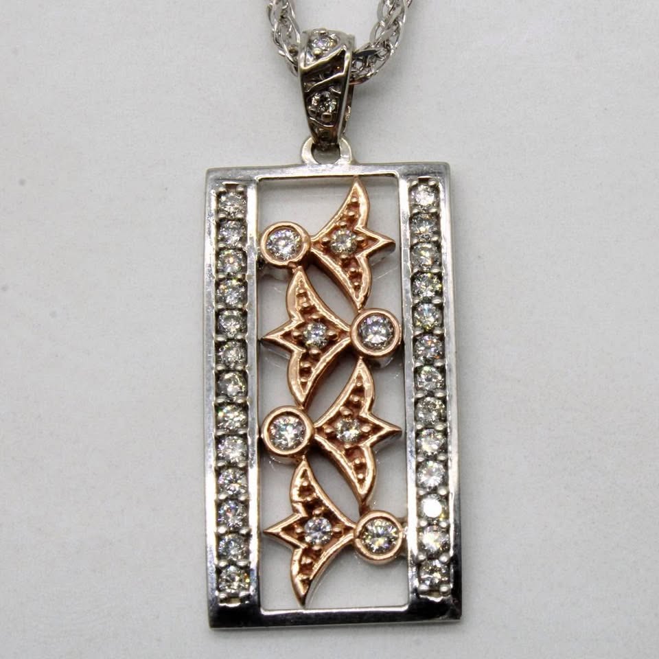 Rose Gold and White Gold 0.40CTW Natural Diamond Custom Made Pendant