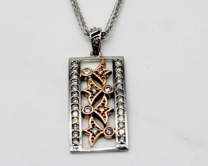 Rose Gold and White Gold 0.40CTW Natural Diamond Custom Made Pendant