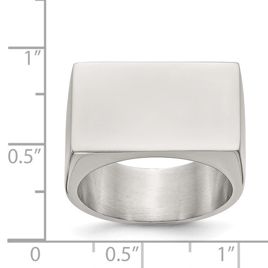 Chisel Stainless Steel Brushed and Polished Signet Ring