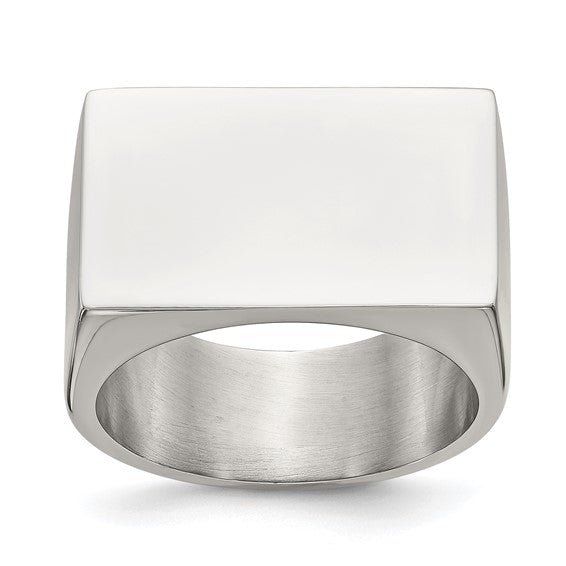 Chisel Stainless Steel Brushed and Polished Signet Ring