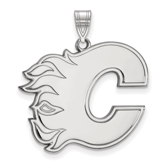 Sterling Silver Calgary Flames Large Pendant