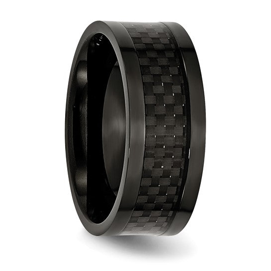 Chisel Titanium Polished Black IP-plated with Carbon Fiber Inlay 9mm Band