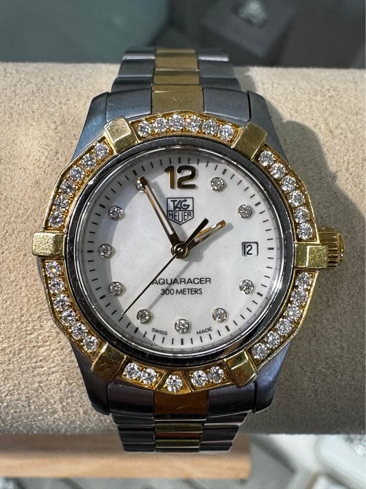 Tag Heuer Aquaracer WAF1450 Mother of Pearl Natural Diamonds 18K