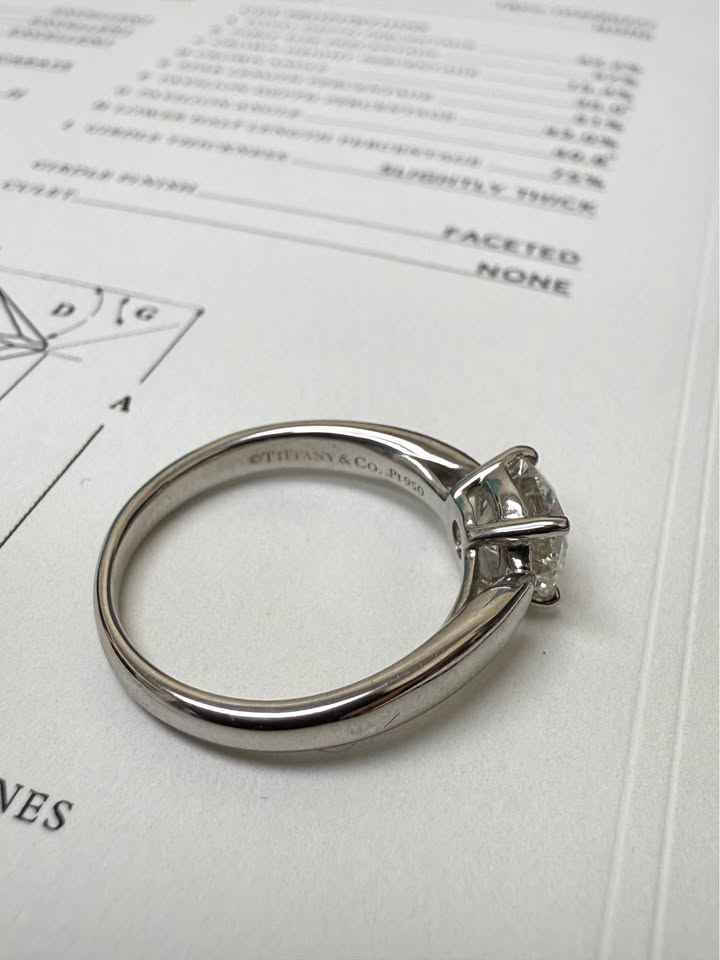 Tiffany & Co. Natural Diamond Solitaire Engagement Ring 1.12 CT In Platinum