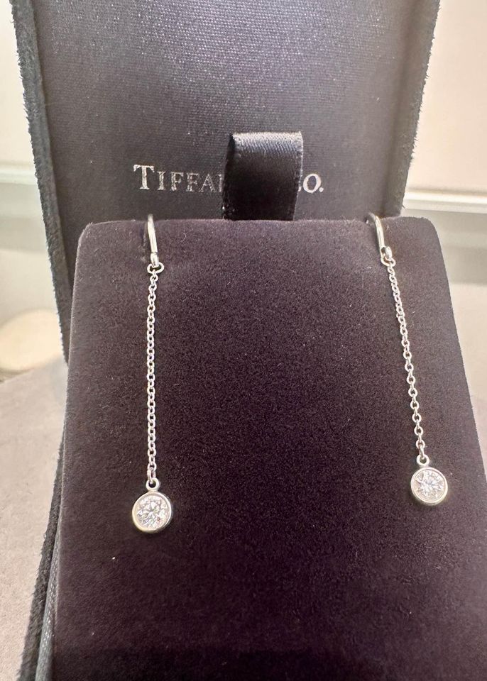 Tiffany&Co Platinum and Natural Diamonds Dainty Dangle Earrings