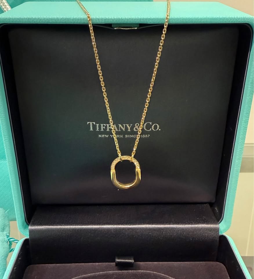 Tiffany & Co Small Lock 18k Yellow Gold Natural Diamonds Pendant - Full set