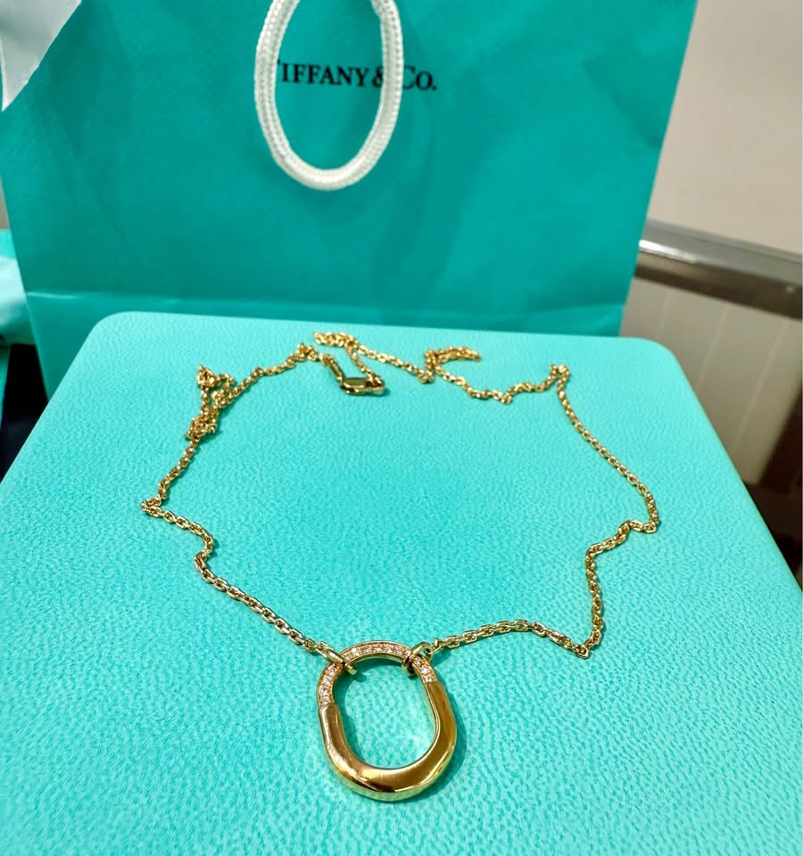 Tiffany & Co Small Lock 18k Yellow Gold Natural Diamonds Pendant - Full set