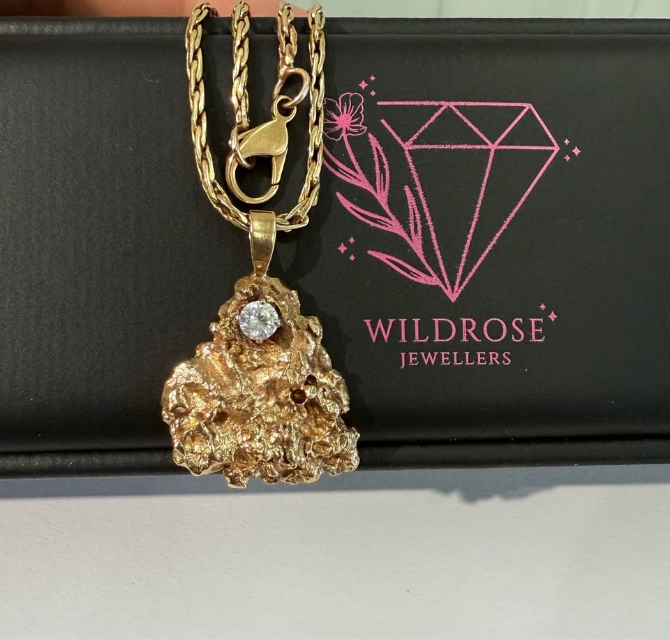 Unique 14k Gold Handmade Nugget and 14k 24” Chain
