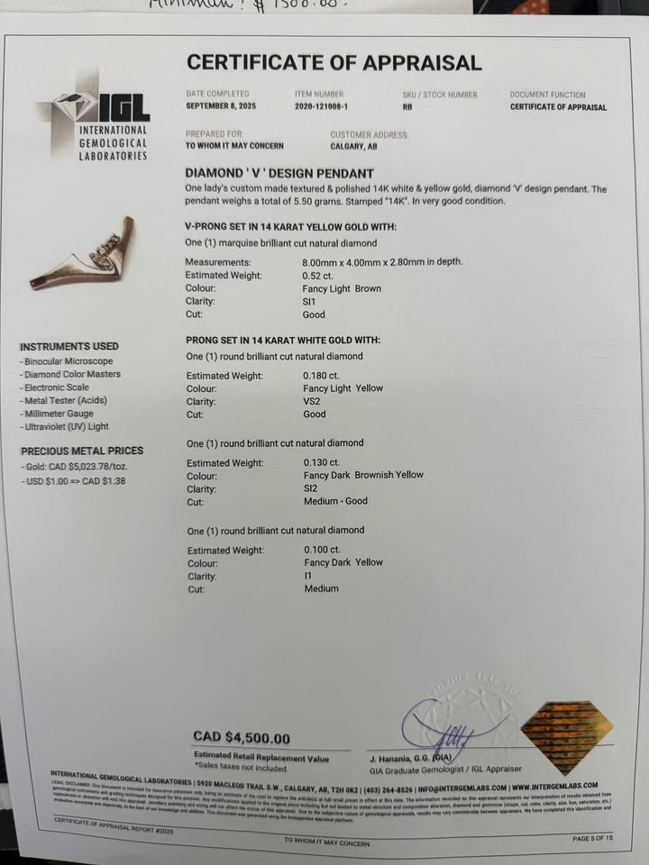 Unique Natural Diamonds Fancy Yellow & Brown 0.93CTW in 14k Gold