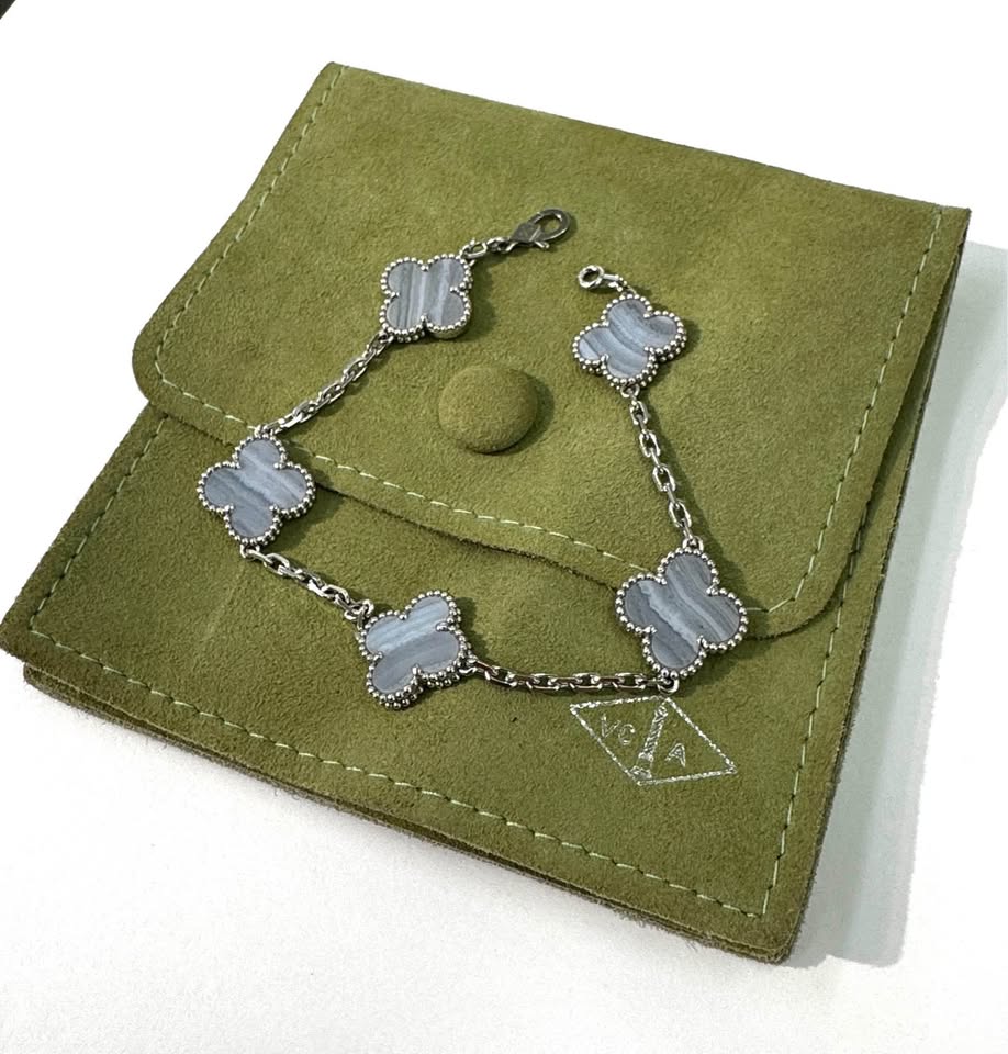 Van Cleef Alhambra Bracelet, 5 Motifs 18K White Gold