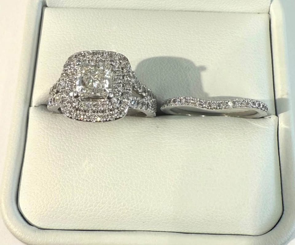 Vera Wang Love 14Karat Natural Diamonds wedding set 2.28CTW Double Halo