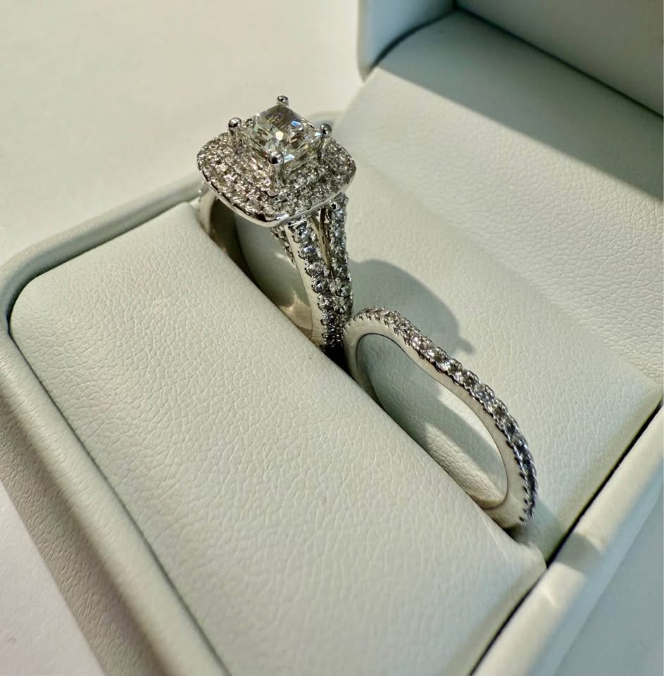 Vera Wang Love 14Karat Natural Diamonds wedding set 2.28CTW Double Halo