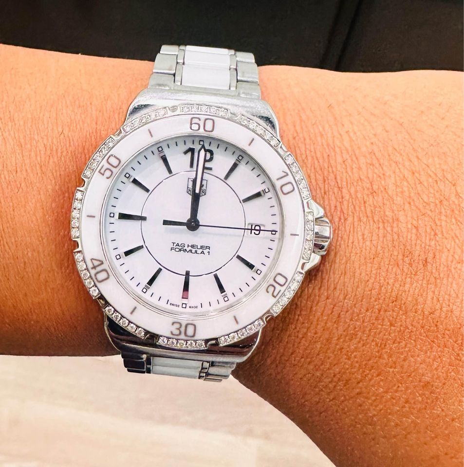 White Ceramic with Natural Diamonds Formula 1 Ladies Tag Heuer Watch