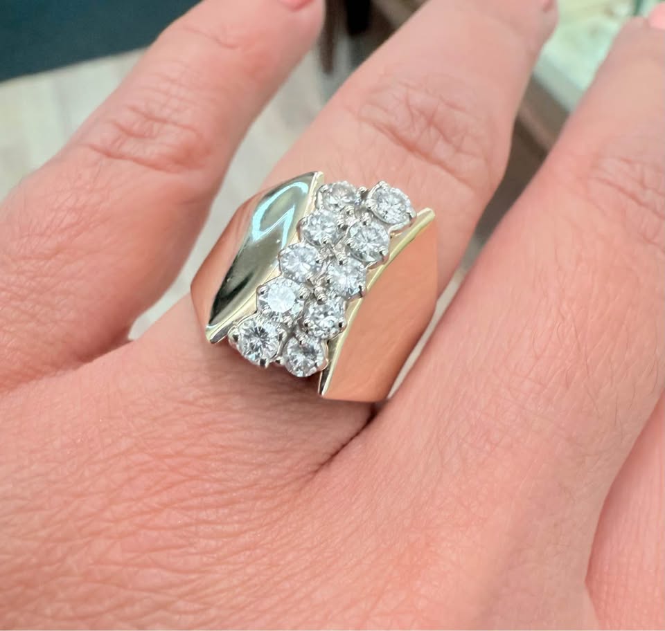 Yellow Gold Diamond Cluster Cocktail Ring - 14k Round Brilliant 1.00ctw VS1-G