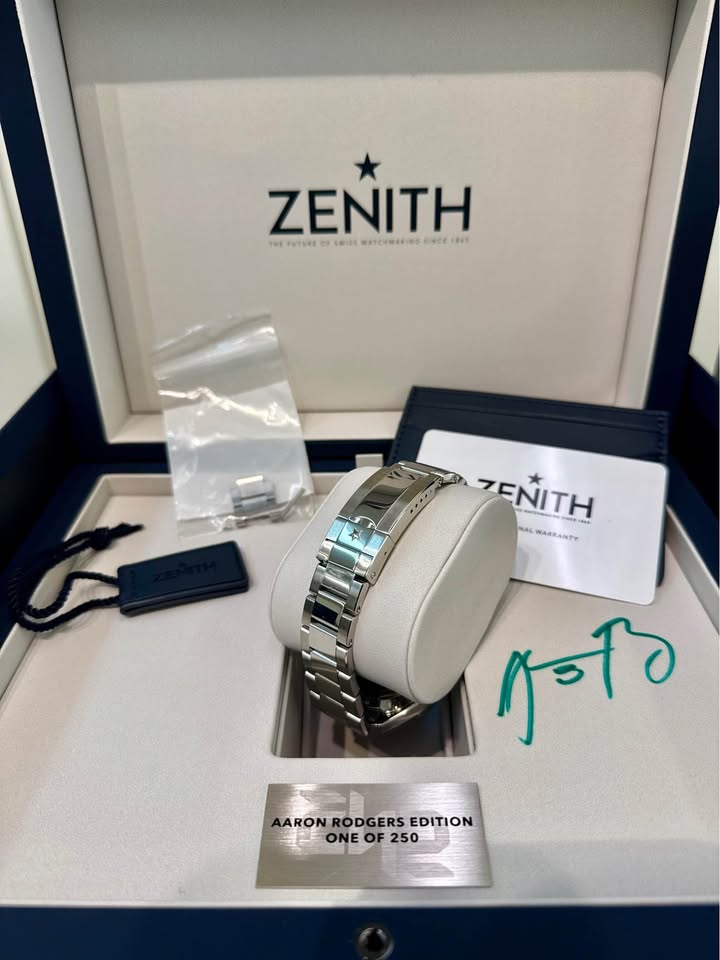 Zenith Chronomaster Sport [2023 Complete] Aaron Rodgers 1/250 Green Dial Bezel Steel 03.3117.3600