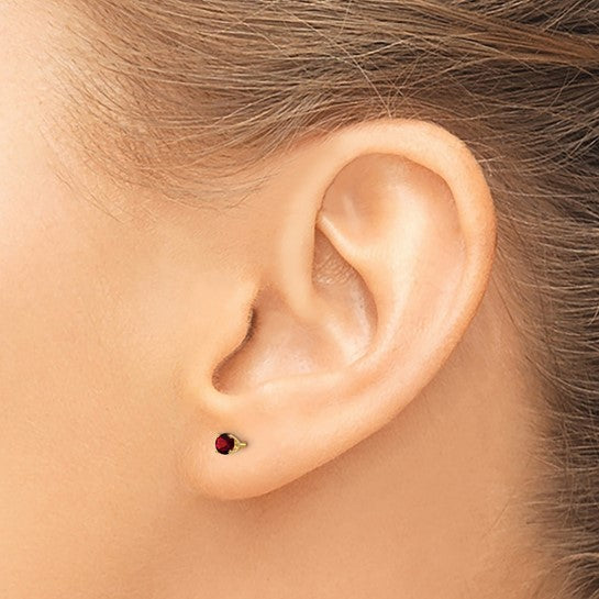 14k 3mm January Birthstone Garnet Post Earrings